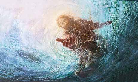 Jesus reaching into water